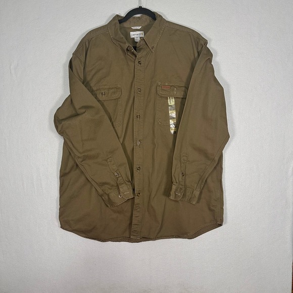 Carhartt Other - Carhartt Mens 2XL Original Fit Long Sleeve Button Down Work Shirt Brown Canvas